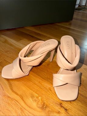 RAYE Nude Blush Twisted Strap Stiletto Sandals